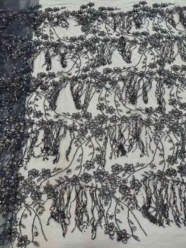 5 Yards Beaded Tassels Lace Material Fabric JX432