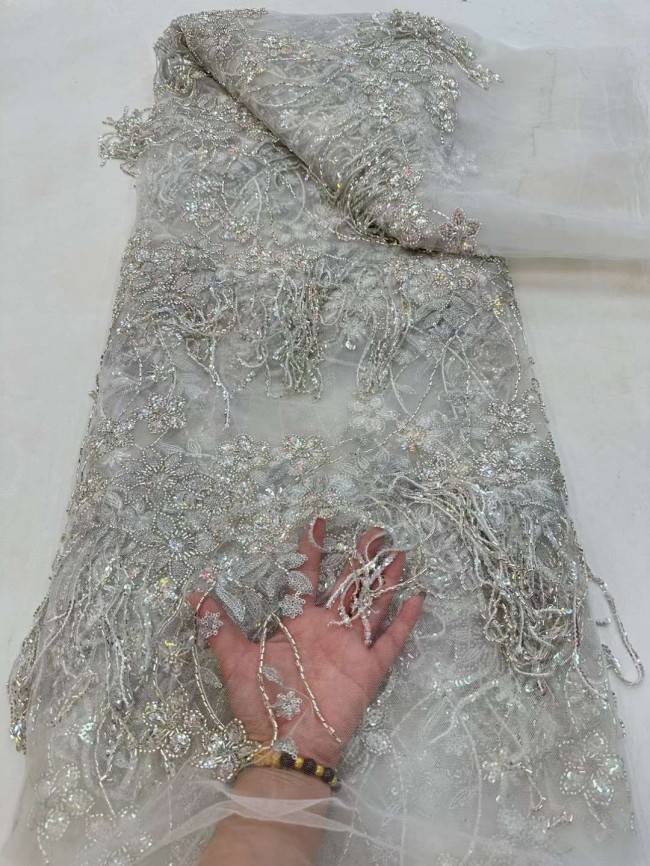 5 Yards Beaded Tassels Lace Material Fabric JX432