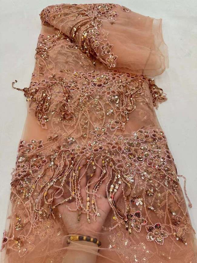 5 Yards Beaded Tassels Lace Material Fabric JX432