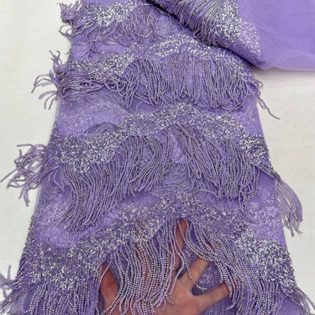 5 Yards Beaded Tassels Lace Material Fabric TLF085