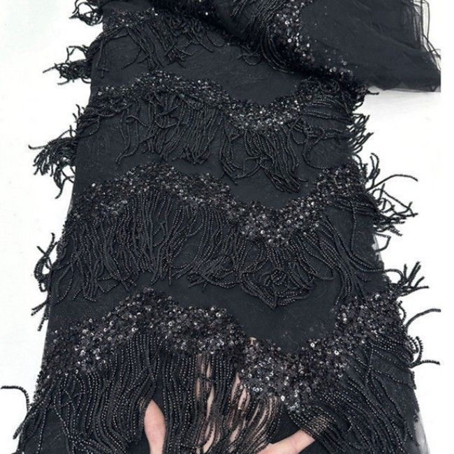 5 Yards Beaded Tassels Lace Material Fabric TLF085