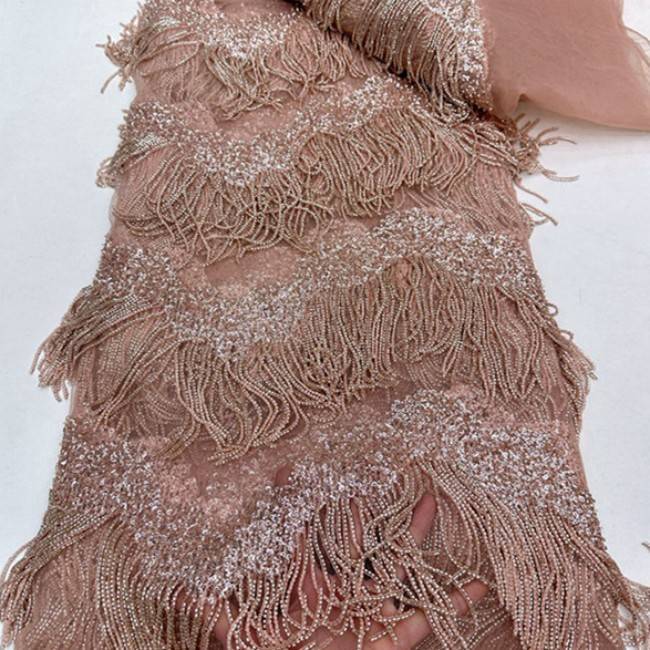 5 Yards Beaded Tassels Lace Material Fabric TLF085