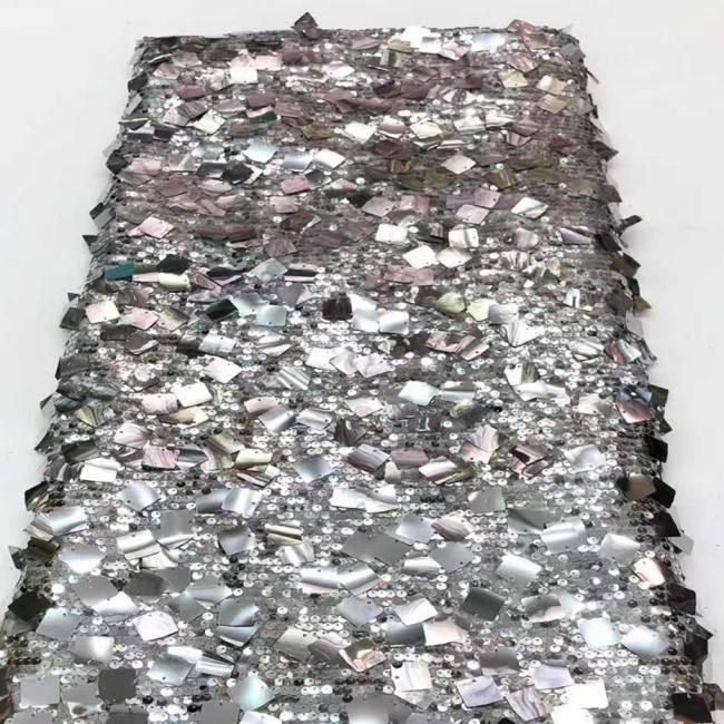 5 Yards Multi-Color Sequins Pearls Beaded Embroidered 3D Floral Lace Material Fabric JX402