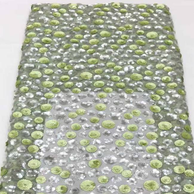 5 Yards Multi-Color Sequins Pearls Beaded Embroidered 3D Floral Lace Material Fabric JX403