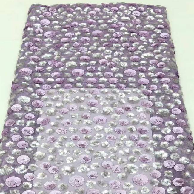 5 Yards Multi-Color Sequins Pearls Beaded Embroidered 3D Floral Lace Material Fabric JX403