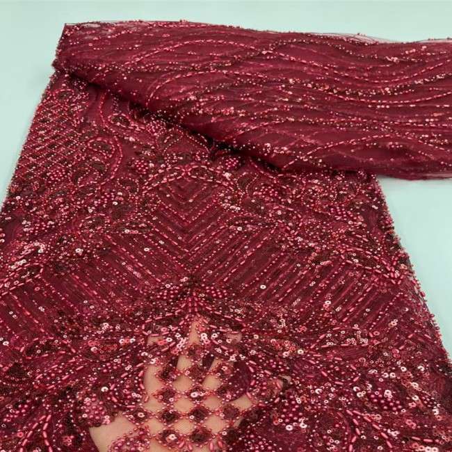 5 Yards Multi-Color Sequins Pearls Beaded Embroidered 3D Floral Lace Material Fabric JX406