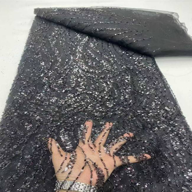 5 Yards Multi-Color Sequins Pearls Beaded Embroidered 3D Floral Lace Material Fabric JX411
