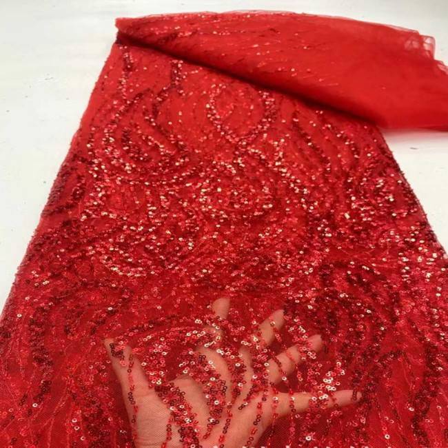 5 Yards Multi-Color Sequins Pearls Beaded Embroidered 3D Floral Lace Material Fabric JX411