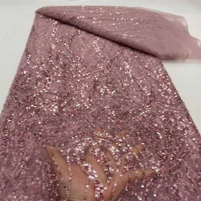 5 Yards Multi-Color Sequins Pearls Beaded Embroidered 3D Floral Lace Material Fabric JX411