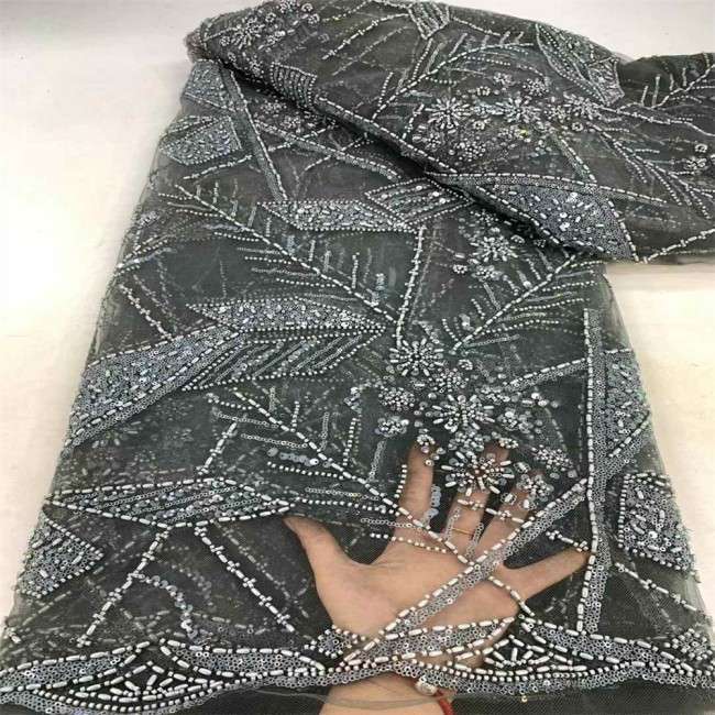 5 Yards Pearls Beaded Lace Material Fabric JX414