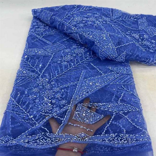 5 Yards Pearls Beaded Lace Material Fabric JX414