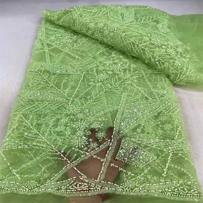 5 Yards Pearls Beaded Lace Material Fabric JX414