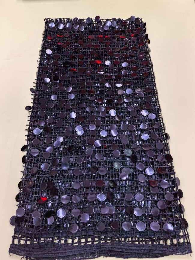 5 Yards Multi-Color Sequins Pearls Beaded Embroidered 3D Floral Lace Material Fabric TDD452