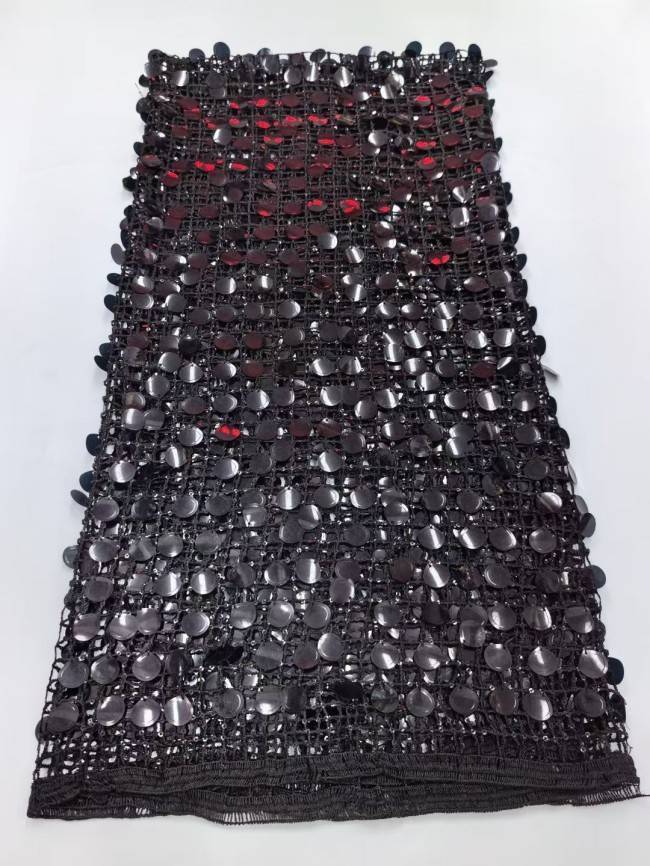 5 Yards Multi-Color Sequins Pearls Beaded Embroidered 3D Floral Lace Material Fabric TDD452