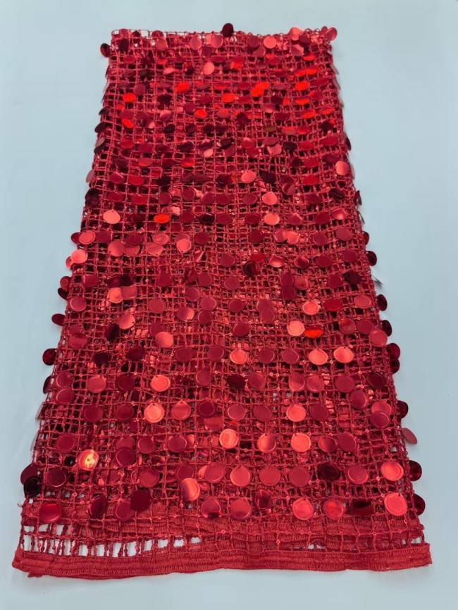 5 Yards Multi-Color Sequins Pearls Beaded Embroidered 3D Floral Lace Material Fabric TDD452