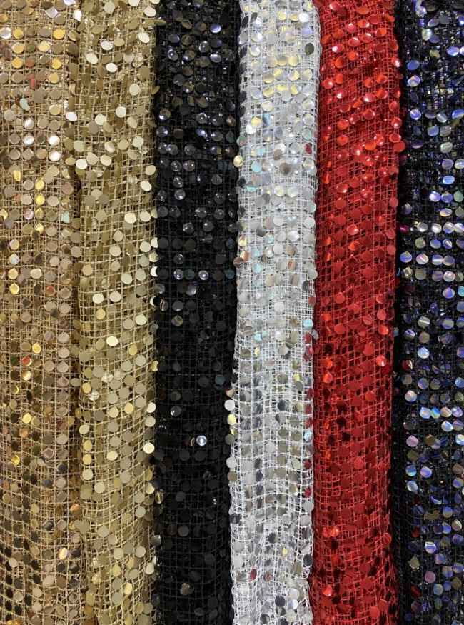 5 Yards Multi-Color Sequins Pearls Beaded Embroidered 3D Floral Lace Material Fabric TDD452