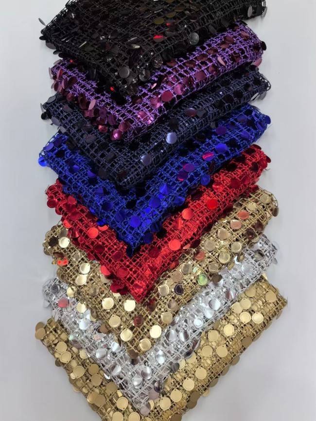 5 Yards Multi-Color Sequins Pearls Beaded Embroidered 3D Floral Lace Material Fabric TDD452