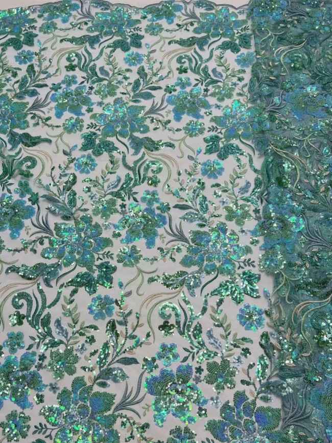 5 Yards Multi-Colored Sequin Lace Fabric