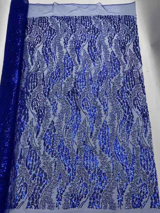 5 Yards Multi-Color Sequins Pearls Beaded Embroidered 3D Floral Lace Material Fabric JX438