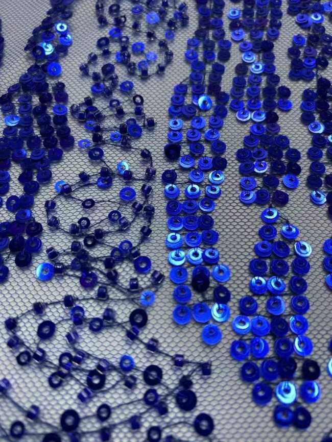 5 Yards Multi-Color Sequins Pearls Beaded Embroidered 3D Floral Lace Material Fabric JX438