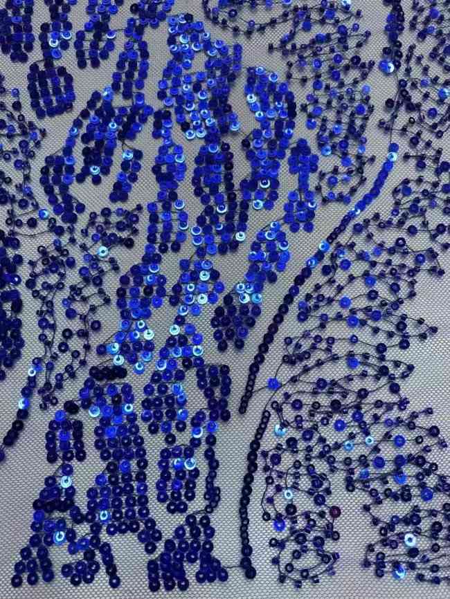 5 Yards Multi-Color Sequins Pearls Beaded Embroidered 3D Floral Lace Material Fabric JX438