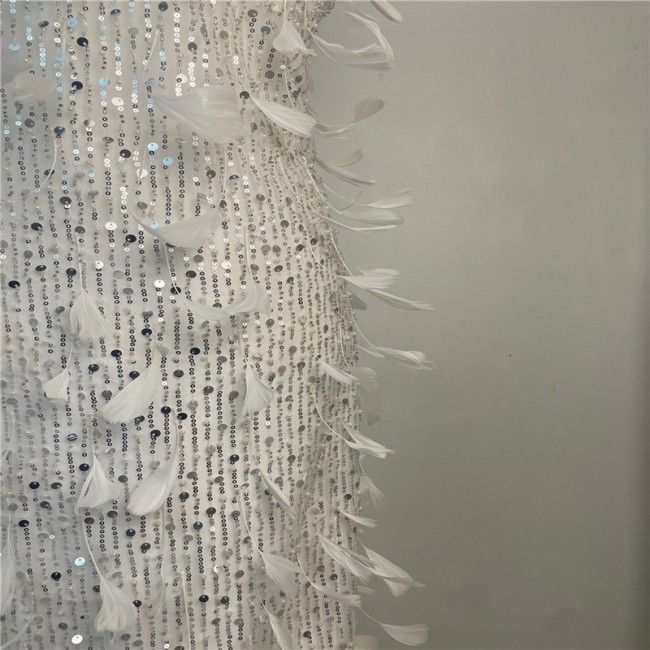 5 Yards Multi-Color Sequins Pearls Beaded Embroidered 3D Floral Lace Material Fabric JLT139