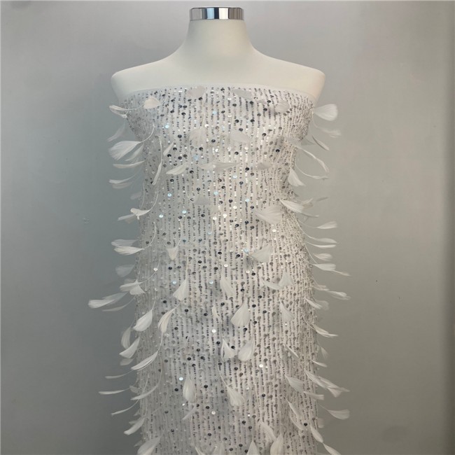 5 Yards Multi-Color Sequins Pearls Beaded Embroidered 3D Floral Lace Material Fabric JLT139