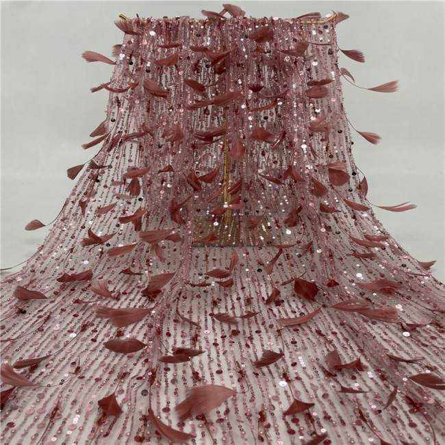 5 Yards Multi-Color Sequins Pearls Beaded Embroidered 3D Floral Lace Material Fabric JLT139