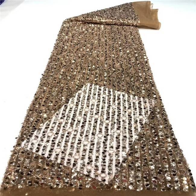 5 Yards Multi-Color Sequins Pearls Beaded Embroidered 3D Floral Lace Material Fabric JLT148