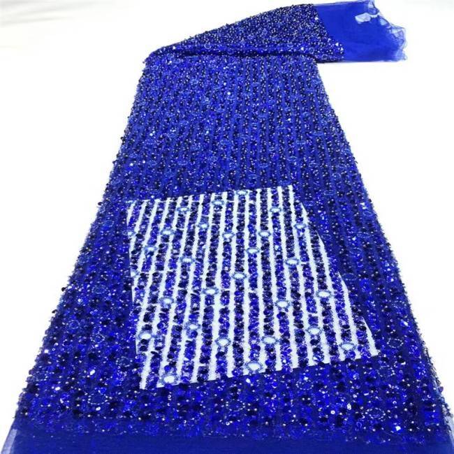 5 Yards Multi-Color Sequins Pearls Beaded Embroidered 3D Floral Lace Material Fabric JLT148