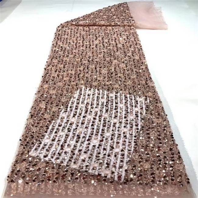 5 Yards Multi-Color Sequins Pearls Beaded Embroidered 3D Floral Lace Material Fabric JLT148