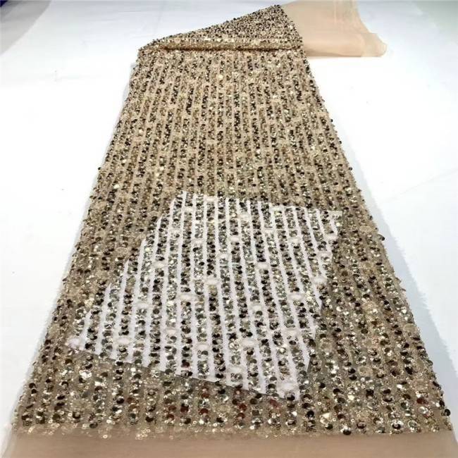 5 Yards Multi-Color Sequins Pearls Beaded Embroidered 3D Floral Lace Material Fabric JLT148