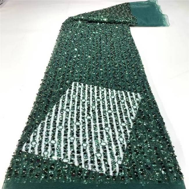 5 Yards Multi-Color Sequins Pearls Beaded Embroidered 3D Floral Lace Material Fabric JLT148