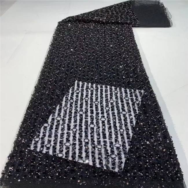 5 Yards Multi-Color Sequins Pearls Beaded Embroidered 3D Floral Lace Material Fabric JLT148