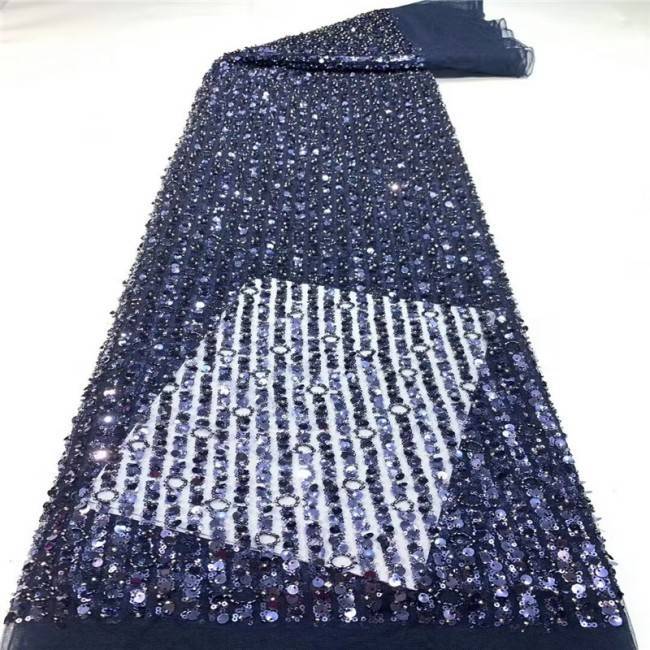 5 Yards Multi-Color Sequins Pearls Beaded Embroidered 3D Floral Lace Material Fabric JLT148