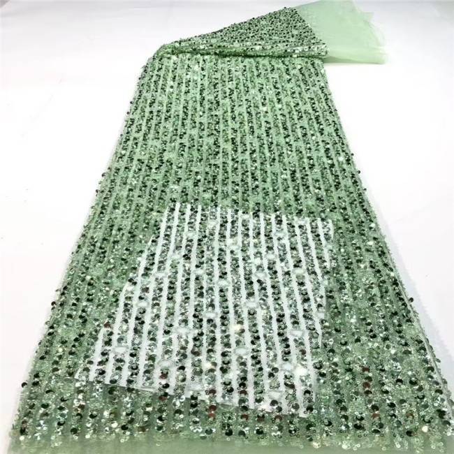 5 Yards Multi-Color Sequins Pearls Beaded Embroidered 3D Floral Lace Material Fabric JLT148