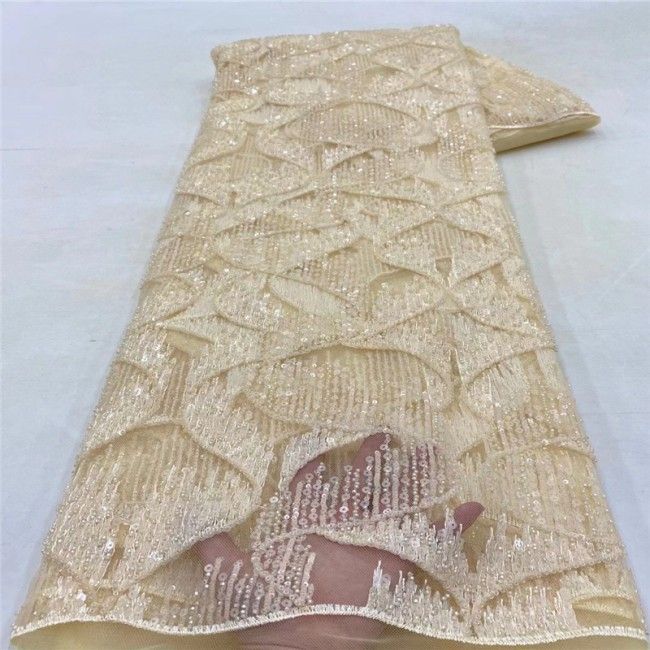 5 Yards Multi-Color Sequins Pearls Beaded Embroidered 3D Floral Lace Material Fabric JLT151