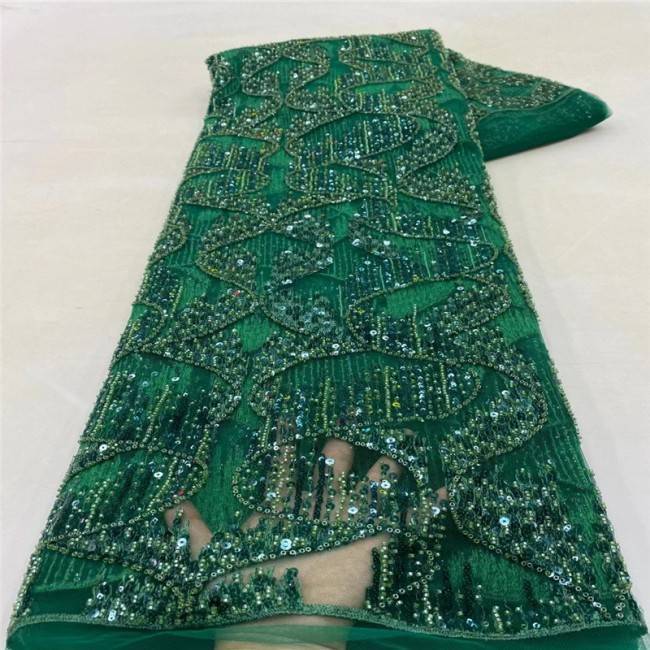 5 Yards Multi-Color Sequins Pearls Beaded Embroidered 3D Floral Lace Material Fabric JLT151