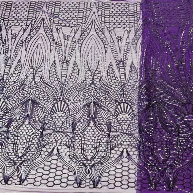 5 Yards Multi-Color Sequins Pearls Beaded Embroidered 3D Floral Lace Material Fabric JLT152