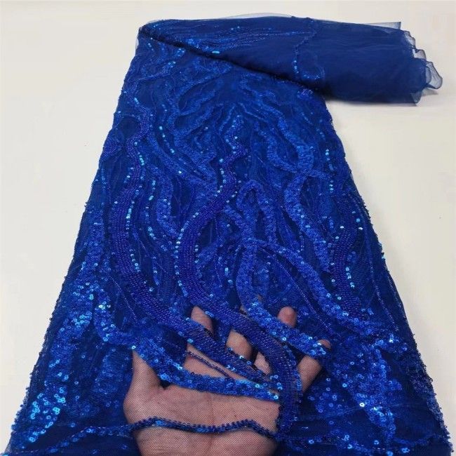 5 Yards Multi-Color Sequins Pearls Beaded Embroidered 3D Floral Lace Material Fabric JLT153