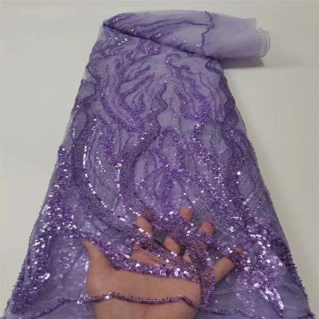 5 Yards Multi-Color Sequins Pearls Beaded Embroidered 3D Floral Lace Material Fabric JLT153