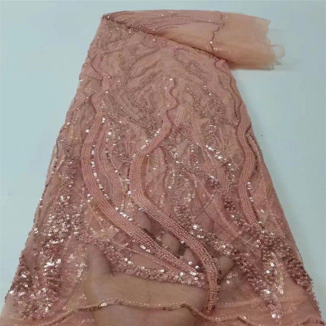 5 Yards Multi-Color Sequins Pearls Beaded Embroidered 3D Floral Lace Material Fabric JLT153