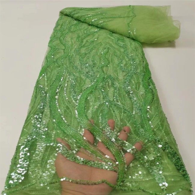 5 Yards Multi-Color Sequins Pearls Beaded Embroidered 3D Floral Lace Material Fabric JLT153