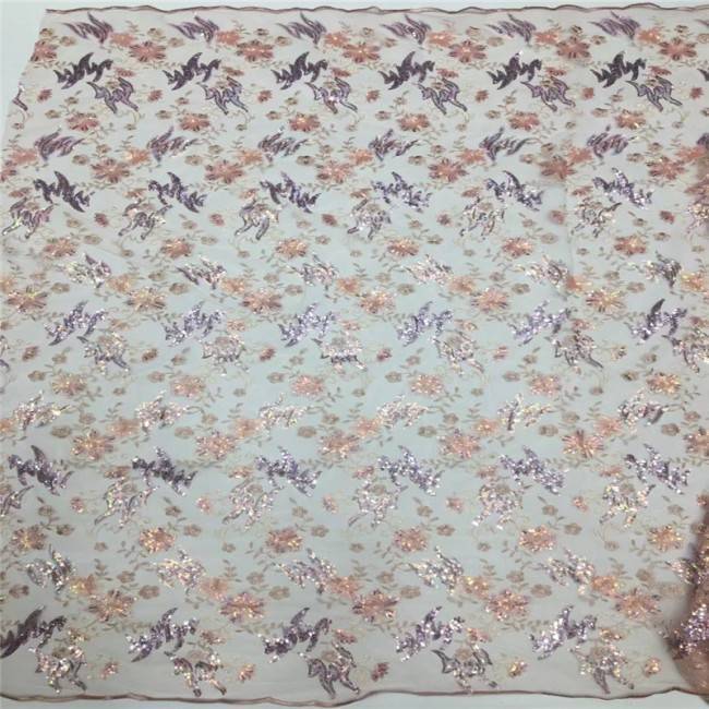 5 Yards Multi-Color Sequins Pearls Beaded Embroidered 3D Floral Lace Material Fabric JLT164