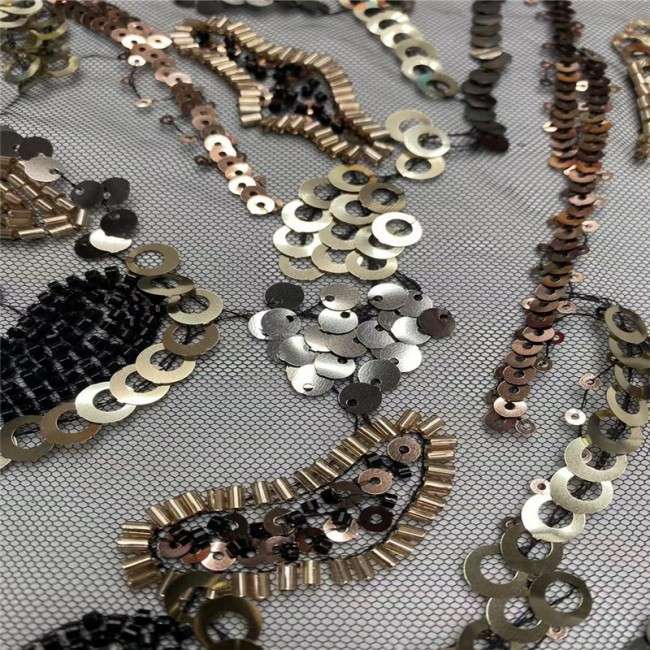 5 Yards Multi-Color Sequins Pearls Beaded Embroidered 3D Floral Lace Material Fabric JLT166