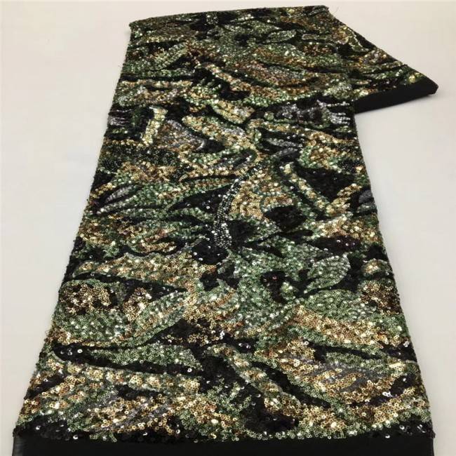 5 Yards Multi-Color Sequins Pearls Beaded Embroidered 3D Floral Lace Material Fabric JLT167