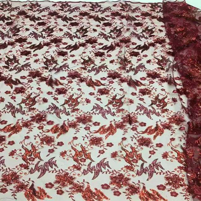 5 Yards Multi-Color Sequins Embroidered Lace Material Fabric