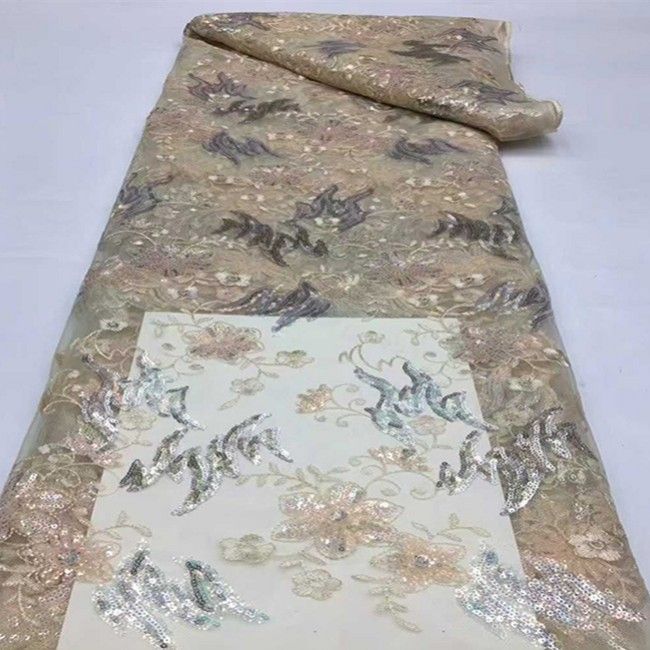 5 Yards Multi-Color Sequins Embroidered Lace Material Fabric