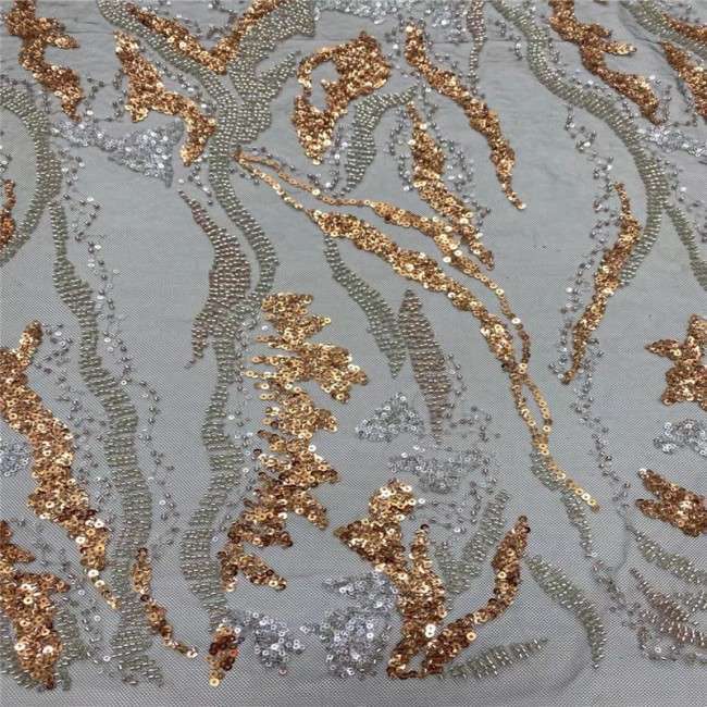 5 Yards Multi-Color Sequins Pearls Beaded Embroidered 3D Floral Lace Material Fabric JLT181