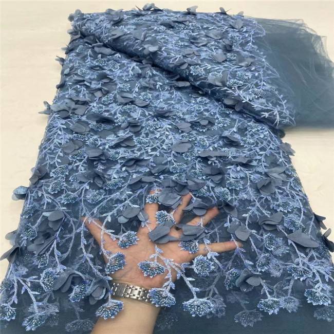 5 Yards Multi-Color Sequins Pearls Beaded Embroidered 3D Floral Lace Material Fabric JLT183